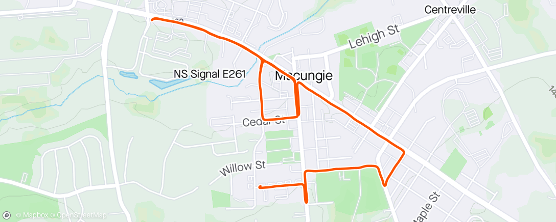 Map showing running route