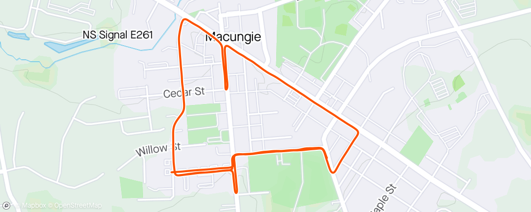 Map showing running route